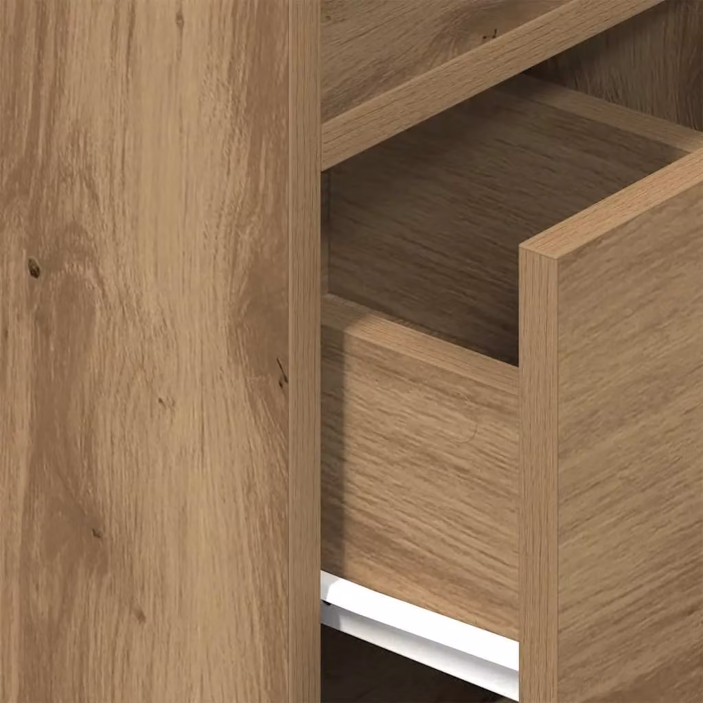 Berkfield Home Artisan Oak Bedside Cabinet with Drawer in Brown, W/D/H: 25 x 31 x 66 cm – 3