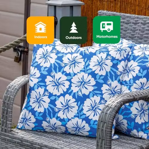 Gardenwize Pack of 2 Blue Hawaiian Floral Outdoor Scatter Cushions, Square Weather Resistant Decorative Pillows with Removable Washable Covers, 45 x 45 cm – 5