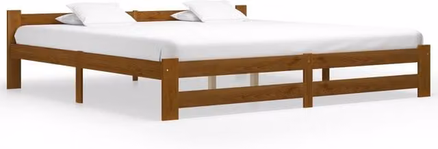 Berkfield Home Classic Bed Frame in Brown Solid Pine Wood, W/D/H: 200 x 200 cm
