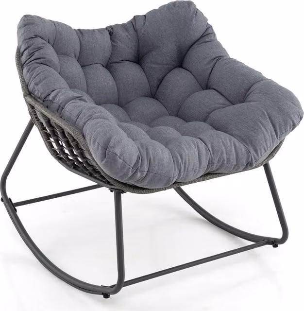 Costway Oversized PE Wicker Outdoor Rocking Egg Chair in Grey – 1
