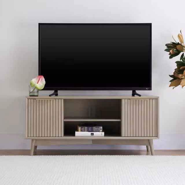 Home Garden Direct Monza Fluted TV Unit with Storage in Grey