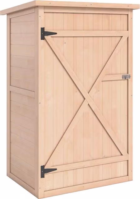 Outsunny Fir Wood Garden Tool Cabinet Organiser with Shelves and Bolt Latch, W/D/H: 56 x 75 x 115 cm – 1