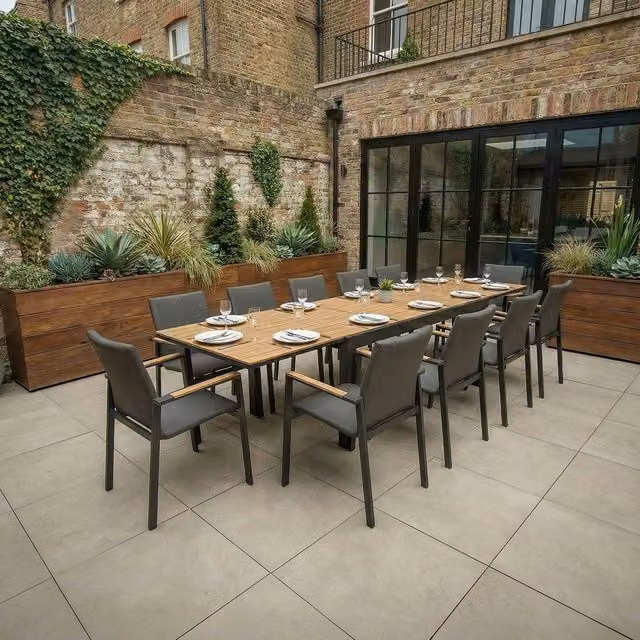 Bracken Outdoors Melbourne 12 Seat Extendable Rectangular Garden Dining Set in Grey
