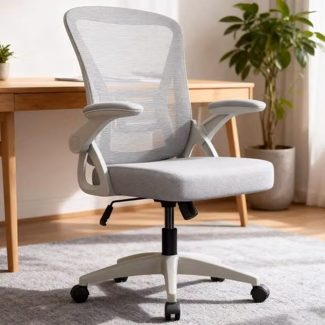 Gartistgo Ergonomic Mesh Office Chair with Flip-Up Arms and Lumbar Support in Grey – 1