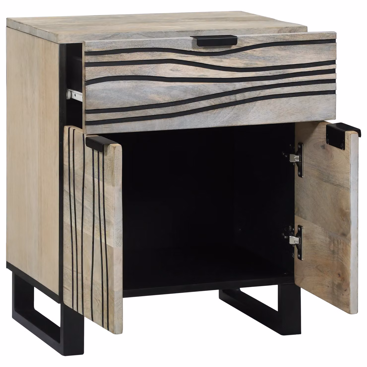 Berkfield Home Modern Bedside Table with Drawer in White and Black, W/D/H: 50 x 33 x 60 cm – 2