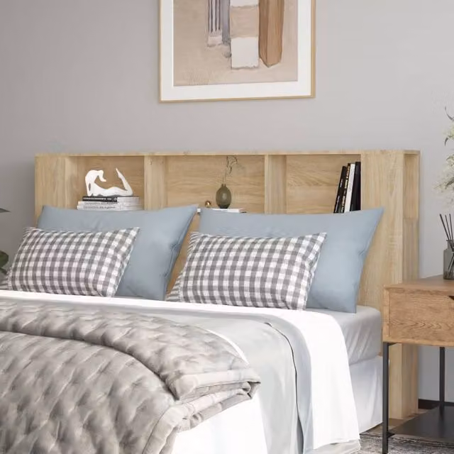 Berkfield Home Sonoma Oak Headboard Cabinet in Brown, W: 180 cm, D: 18.5 cm, H: 104.5 cm – 1