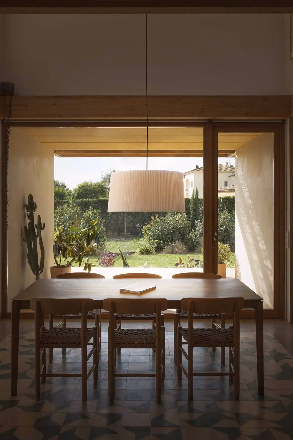 Netlighting Samba by Faro Barcelona Simple Cylindrical Pendant Ceiling Light in Matt Black and Beige with 3x E27 Fabric Shade – 2