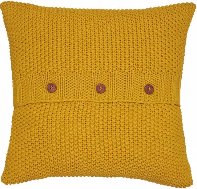 Joules Yellow Cotton Moss Stitch Square Cushion