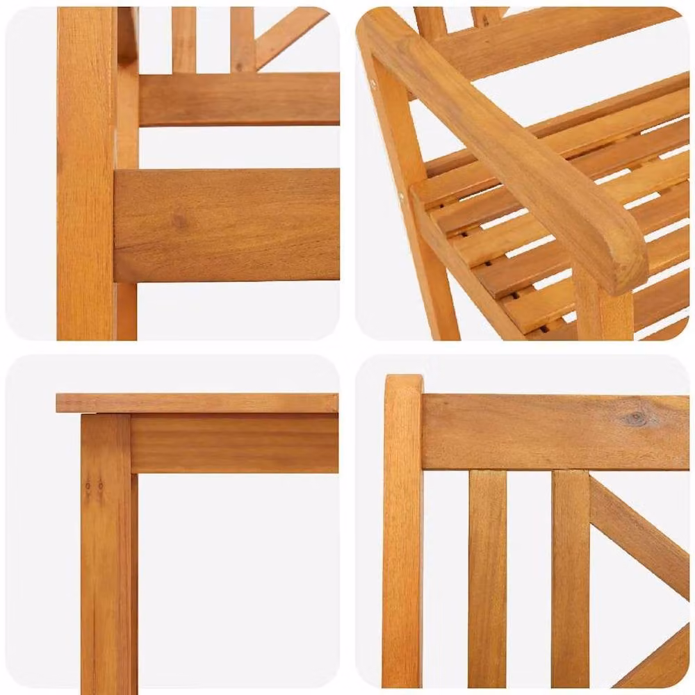 Berkfield Home 3 Piece Acacia Wood Garden Dining Set in Brown – 5