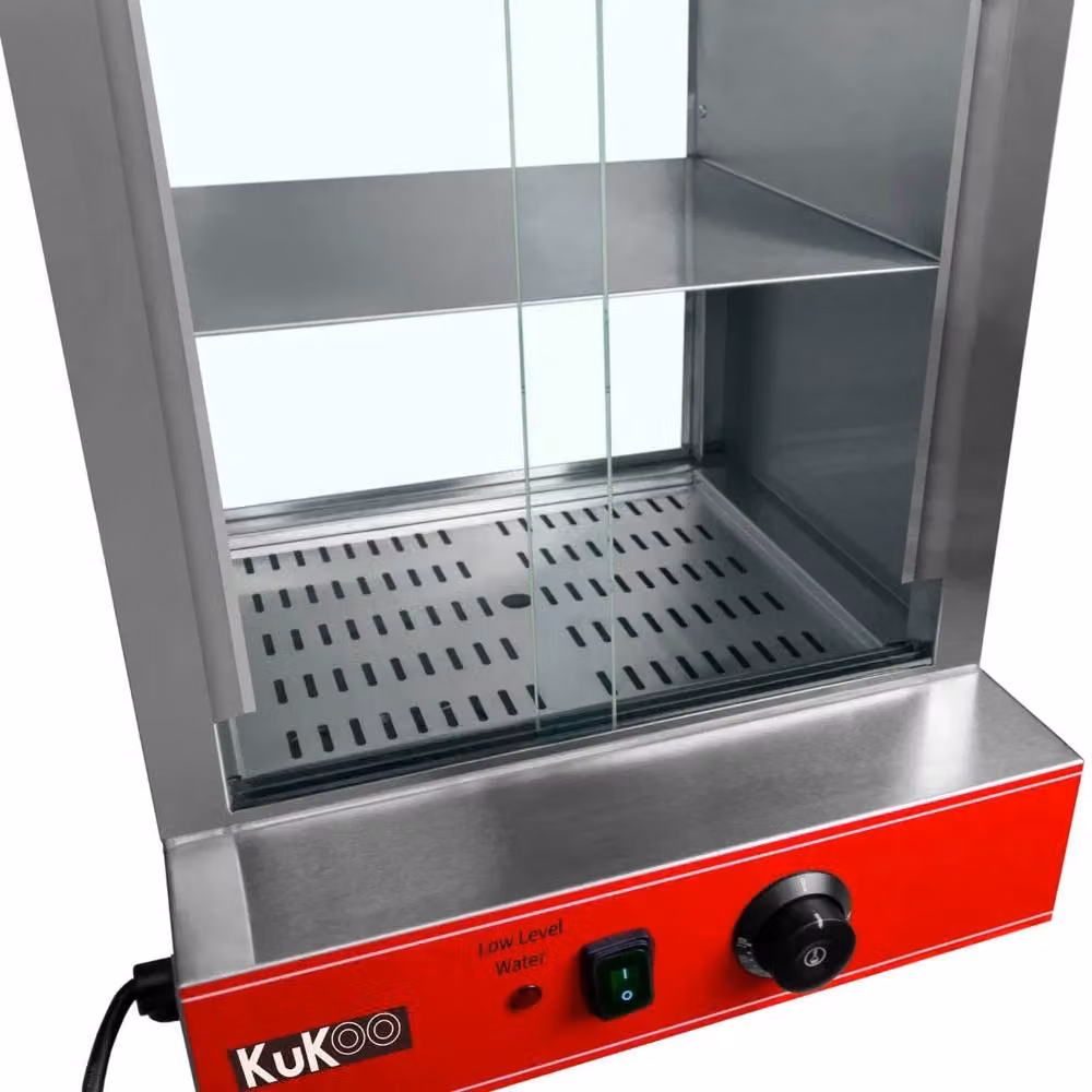KuKoo Commercial Hot Dog Steamer and Cart in Red and Yellow Stainless Steel – 3