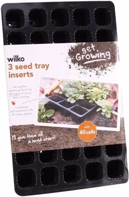 KDMD Black Plastic 40 Cell Seed Tray Insert, Pack of 5 (3 x 5 Pack)