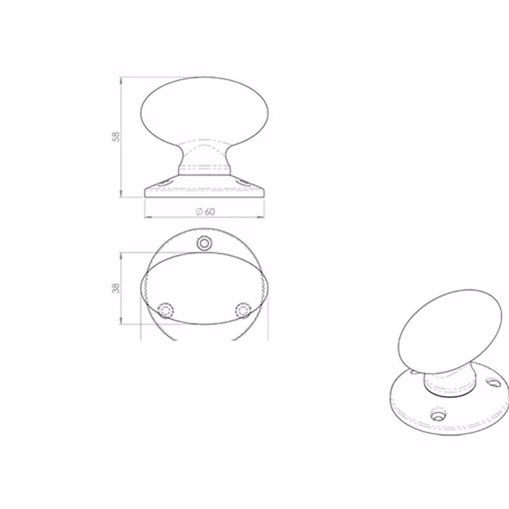 Loops Pair of Oval Mortice Door Knobs in Black Antique with 60mm Diameter Rose – 2
