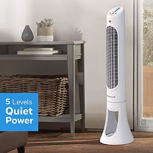Honeywell QuietSet Whole Room Oscillating Tower Fan with Remote Control and Timer in White – 2
