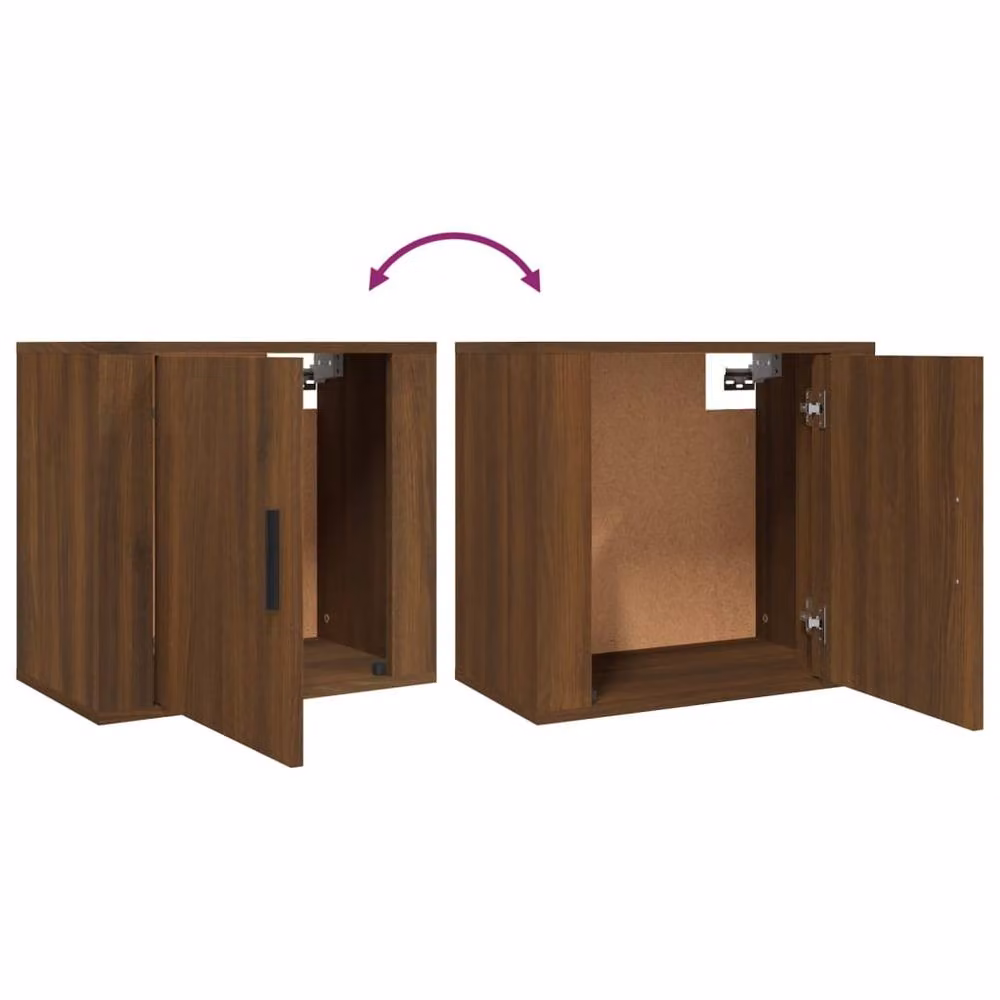 Berkfield Home Elegant Wall-mounted Bedside Cabinet in Brown Oak, W: 50 cm, D: 30 cm, H: 47 cm – 5