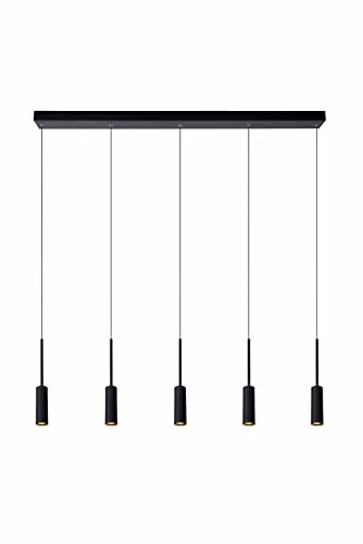 Lucide Tubule Modern LED Bar Pendant Light in Black with Warm White Light and Adjustable Height – 1