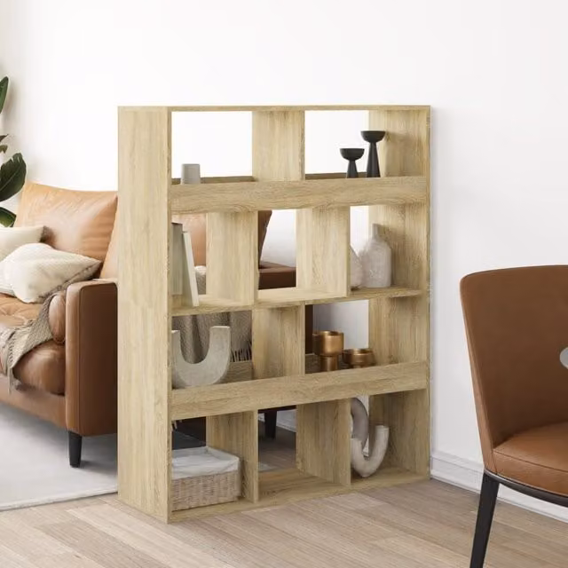 Berkfield Home Sonoma Oak Room Divider in Brown, W/D/H: 100 x 33 x 125.5 cm