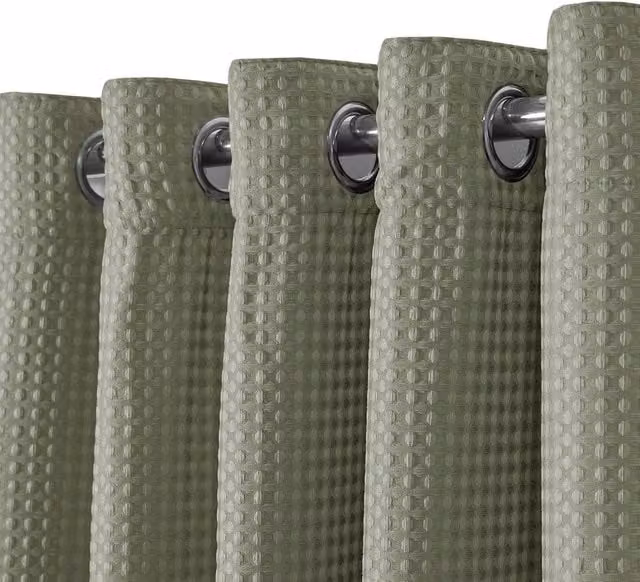 Velosso Waffle Weave Total Blackout Jacquard Eyelet Curtain in Bottle Green, Width: 168 cm, Drop: 137 cm