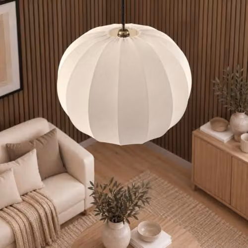 CGC Lighting Jolie 50cm Ivory Smooth Stretch Fabric Round Globe Lampshade – 2