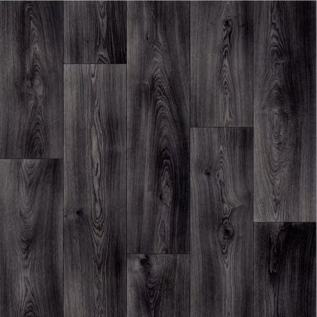 Lotus Black Wood Effect Vinyl Flooring Sheet, 3.8mm Thickness, W: 100 cm, L: 400 cm