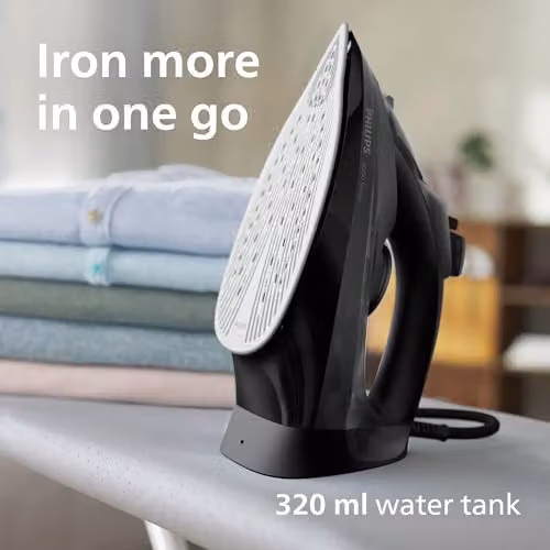 Philips 5000 Series Steam Iron in Black with Non-Stick Plate, Anti-Calc and Vertical Steam Functions – 6