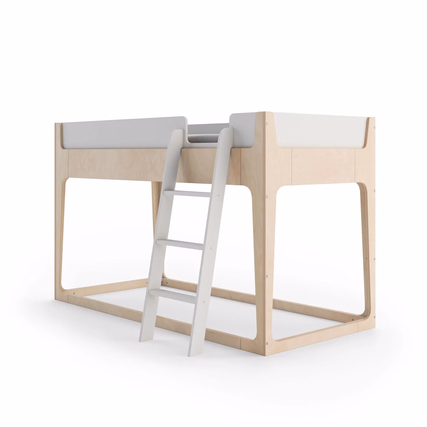 Oeuf NYC Perch Nest Single Childrens Bed in White and Birch, W/D/H: 200 x 90 x 128 cm – 2