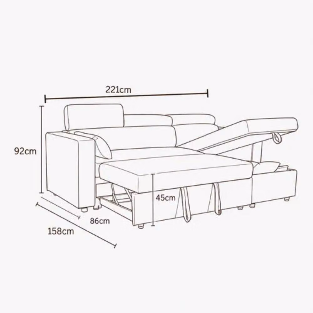 Sofaya Chelsea 3 Seater L-Shape Corner Sofa Bed in Grey Fabric with Reversible Chaise and Lift-Up Seat – 2