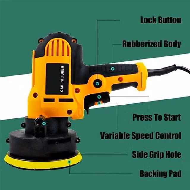 FLAVORA 5 inch Rotary Car Polisher Buffer Small Electric Polishing Machine in Yellow and Multicolour – 1