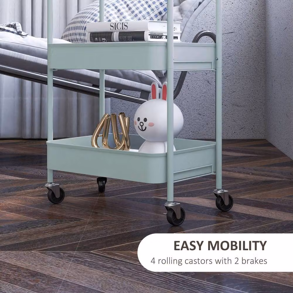 Wyld Haus Ravito Fari 3 Tier Blue Metal Storage Trolley W/D/H: 79.0 x 30.6 x 30.6 cm – 4