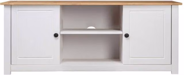 Berkfield Home Panama White Solid Pine Wood TV Cabinet W/D/H: 120 x 40 x 50 cm