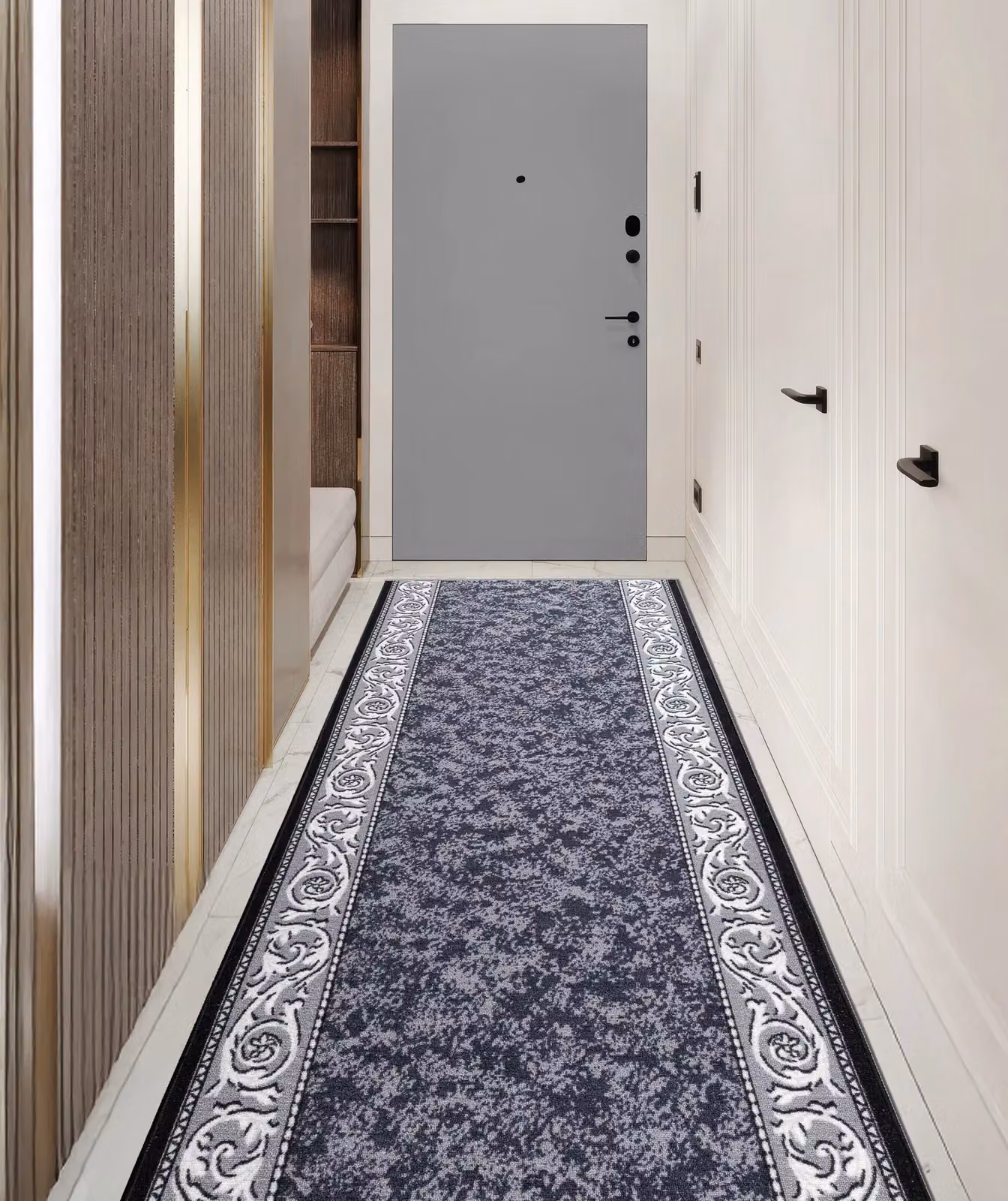 RugsX Anti-Slip Romantic Runner in Grey, W/D/H: 110 x 230 cm – 2