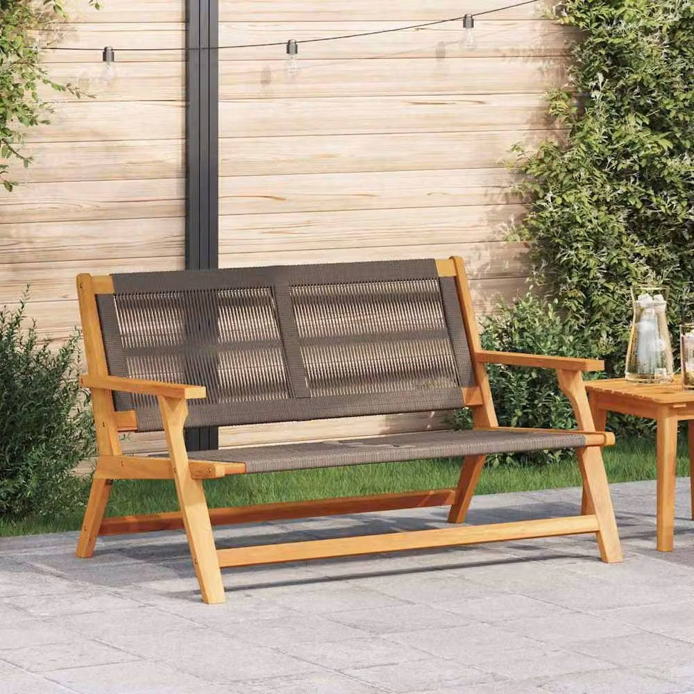 Berkfield Home Modern Acacia Wood Garden Bench in Grey and Brown, W/D/H: 122 x 76 x 73 cm – 2