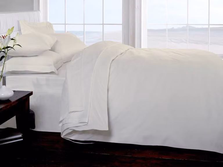 Rapport Home 400 Thread Count Cotton Housewife Pillow Case Pair in Beige and White