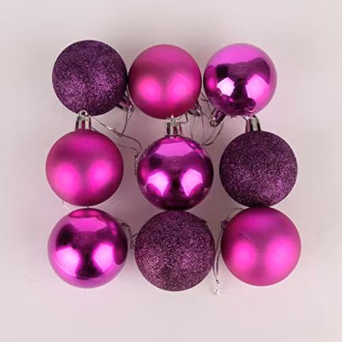 Shatchi 18-Piece Shatterproof Plastic Christmas Bauble Hanging Decorations in Purple and Silver – 3