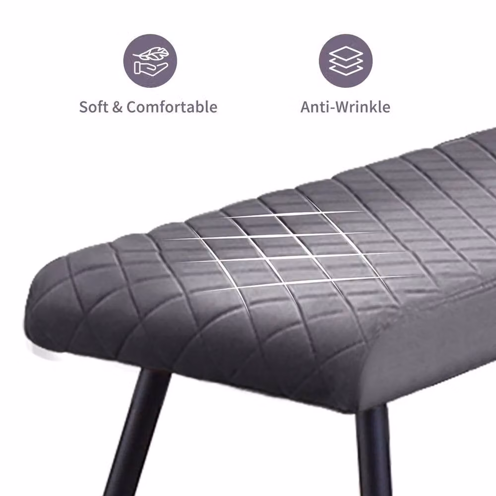 PAWNORA Grey Velvet Modern Dining Room Bench with Metal Frame – 4