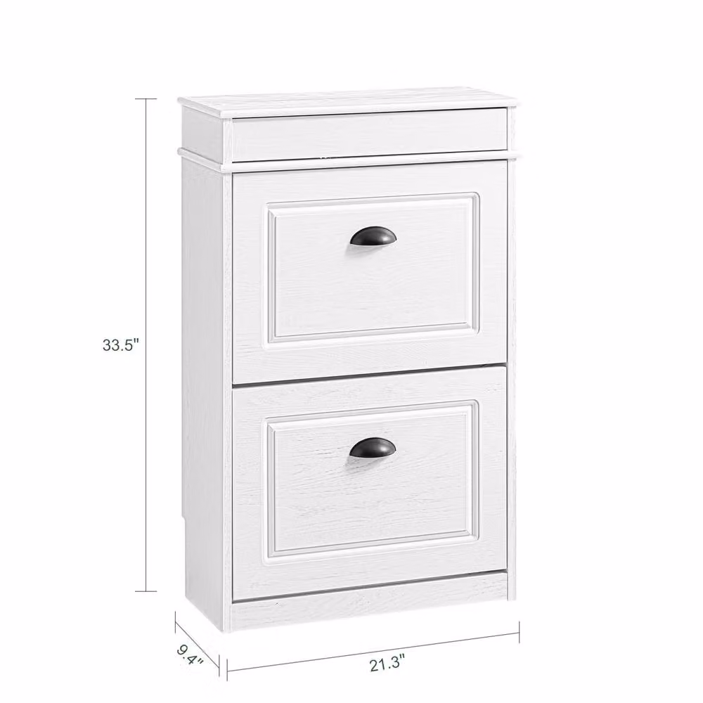 SoBuy Modern Slim Shoe Cabinet with Tilting Compartments in White – 2