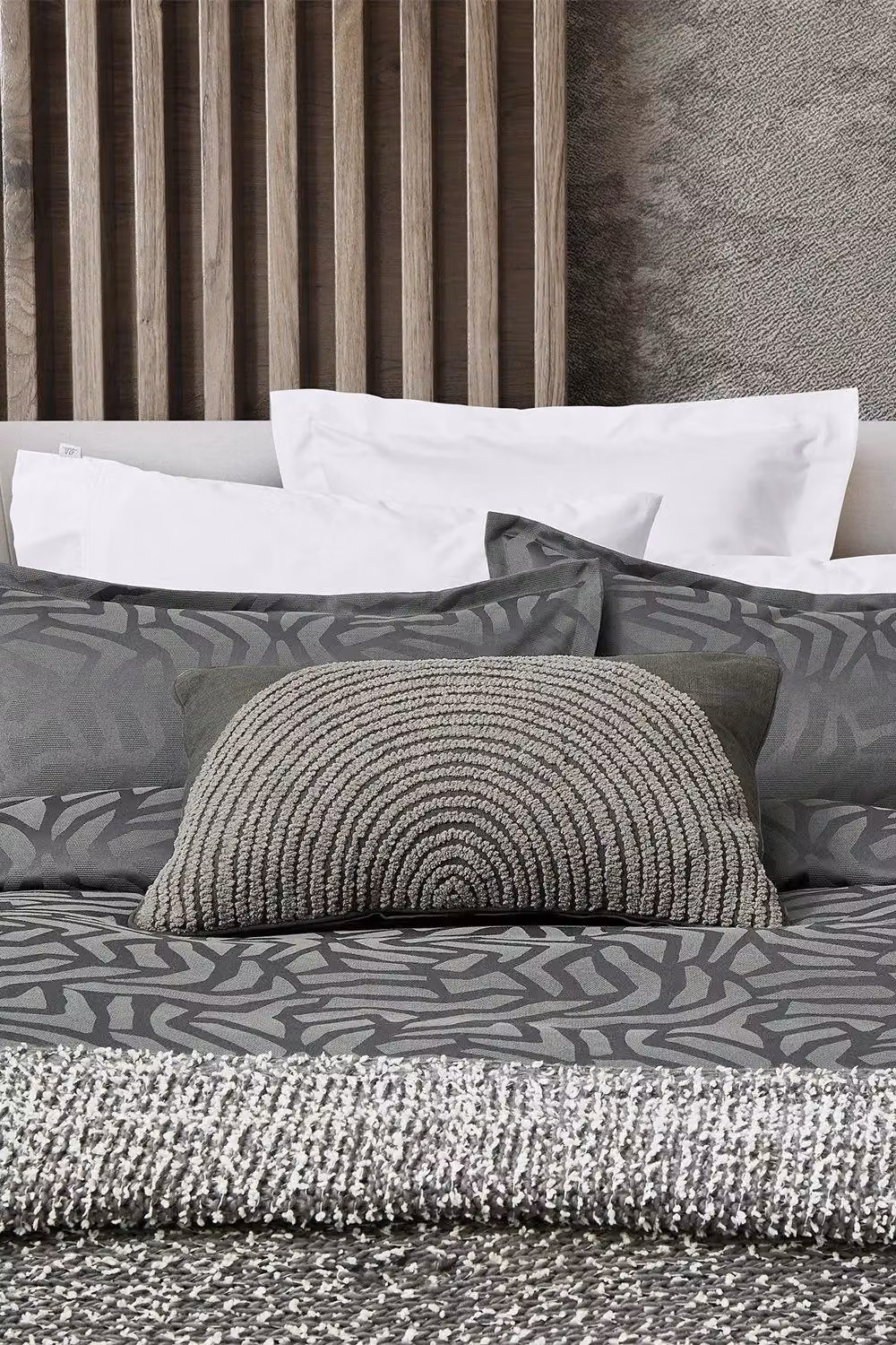 Nalu Nicole Scherzinger Makia Cotton Duvet Cover in Dark Grey, Single – 2