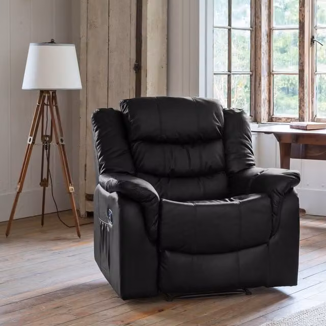Artemis Home Almeira Manual Reclining Armchair in Black Synthetic Leather
