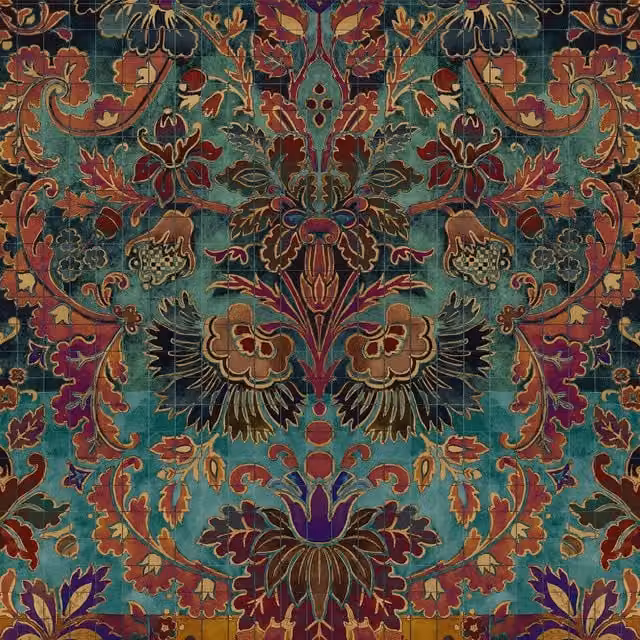 House of Hackney Andastra Abstract Floral Wallpaper in Turquoise and Multicolour