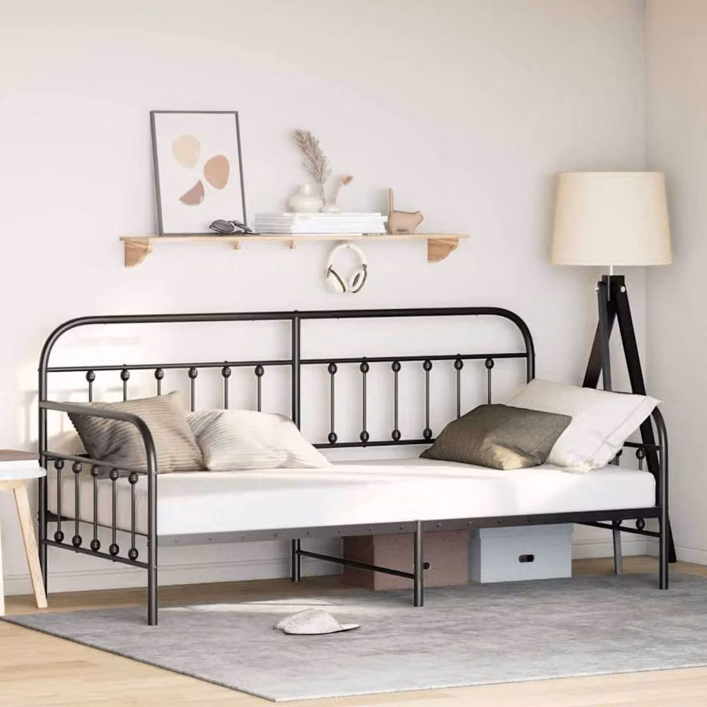 Berkfield Home Modern Daybed Frame in Black Metal, W/D/H: 90 x 200 cm – 2
