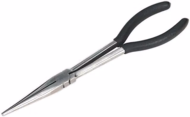 Loops Straight Needle Nose Pliers in Silver, Drop Forged Steel with Foam Grip Handles, 275 mm