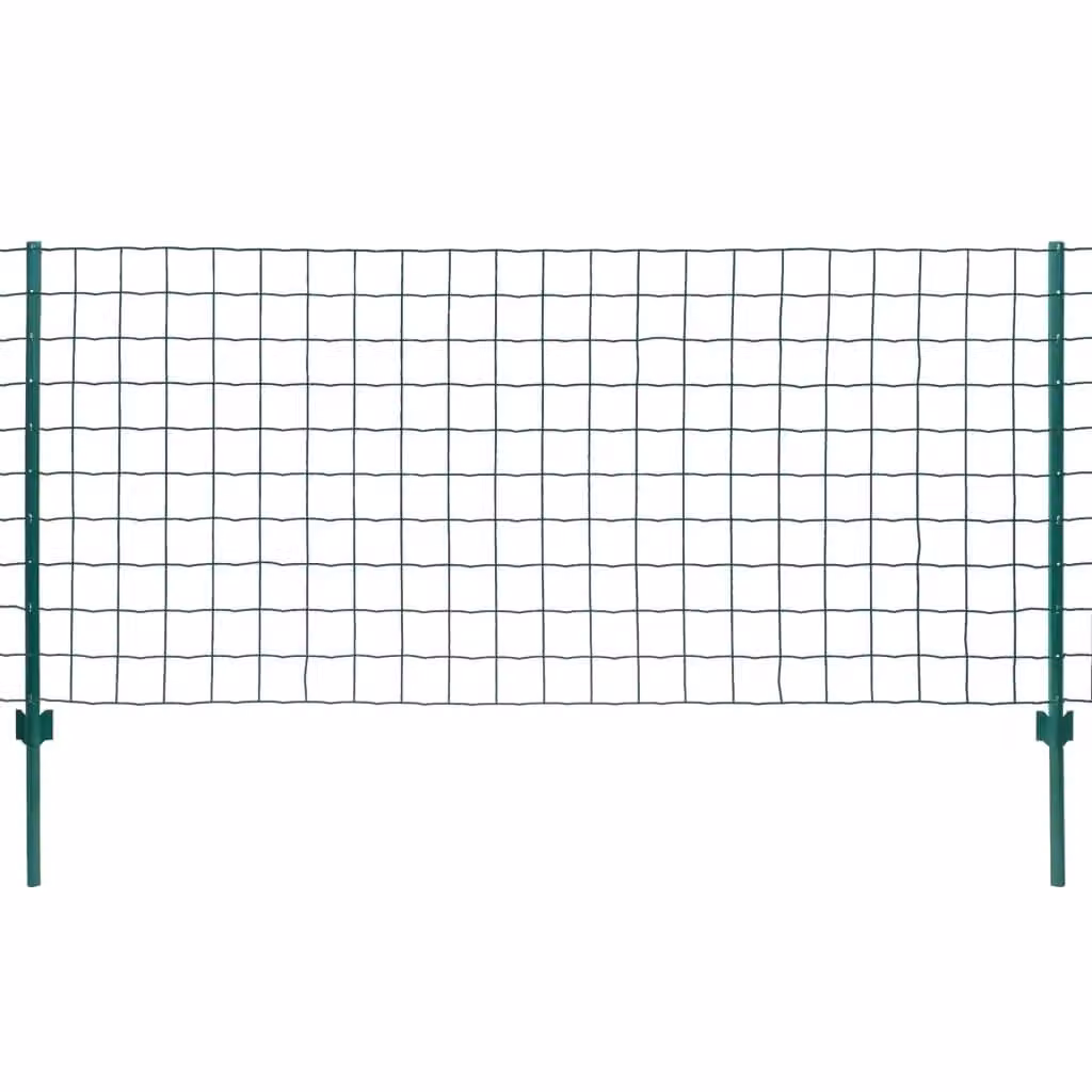 Berkfield Home Euro Fence PVC-Coated Steel Fencing, Green, W: 20 m, H: 1 m – 2