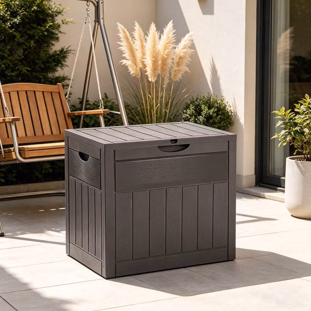 Living and Home 126L Brown Plastic Garden Storage Box with Combination Padlock – 5