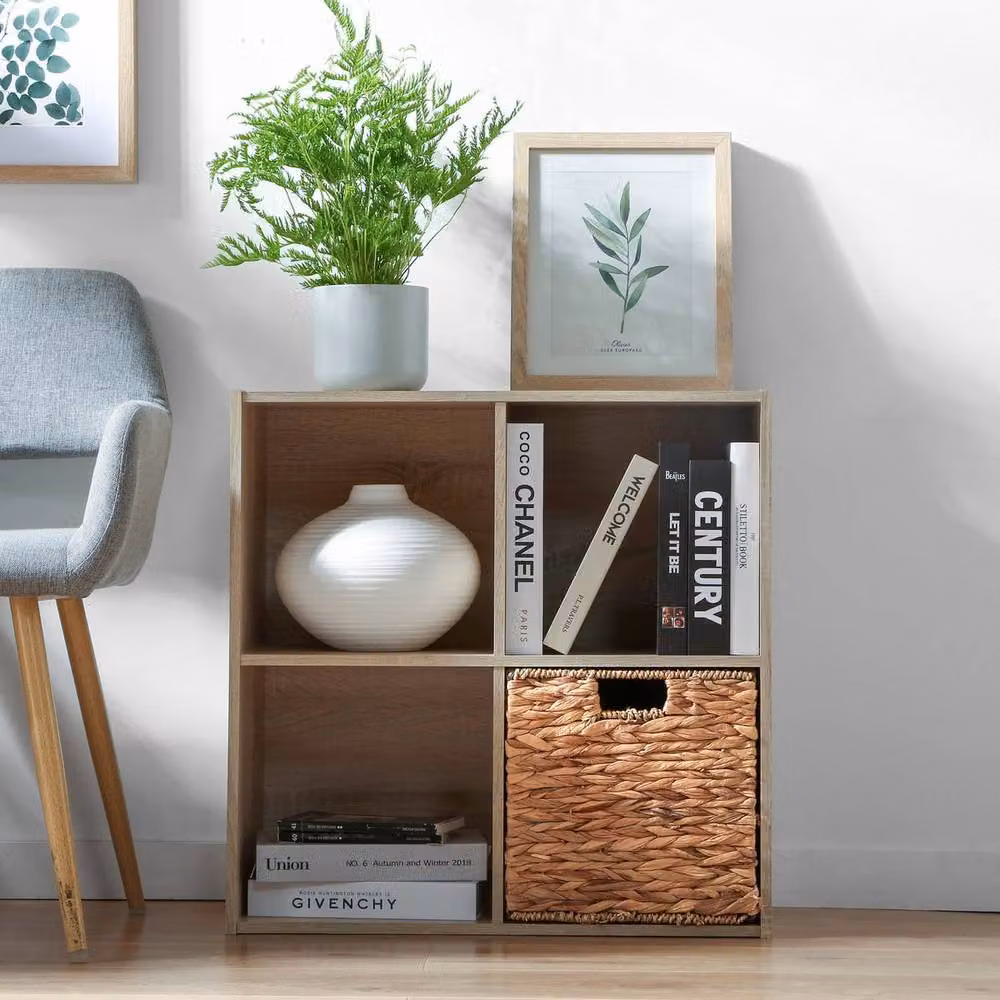 CALICOSY 4-Compartment COMPO Cabinet in Light Oak, H 61.5 cm x W 61.5 cm x D 29.5 cm – 2