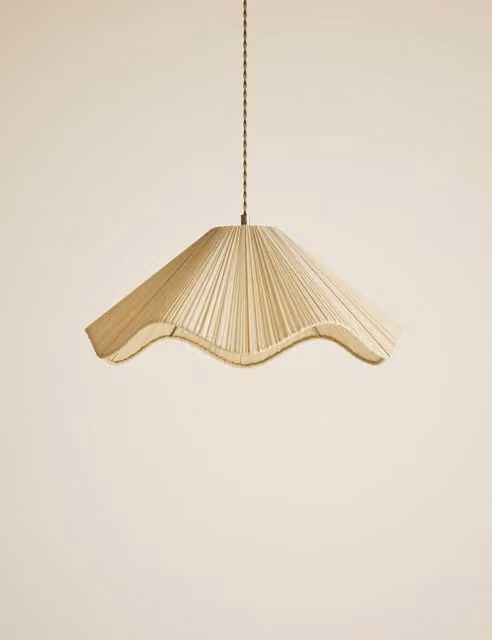 M&S Wave Pleated Easy Fit Fabric Ceiling Lamp Shade in Cream and Beige