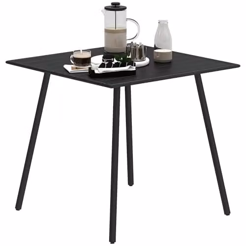 Outsunny Square Garden Dining Table for 4 People, Black, W/D/H: 80 x 80 x 74 cm – 1