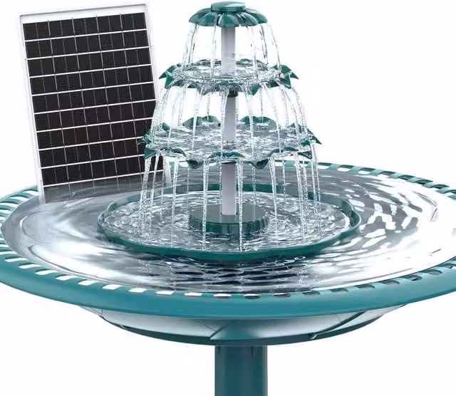 FLAVORA Solar Birdbath Fountain in Green with 6.5W Power and 1200mAh Rechargeable Battery, W/D: 100 x 100 cm – 1