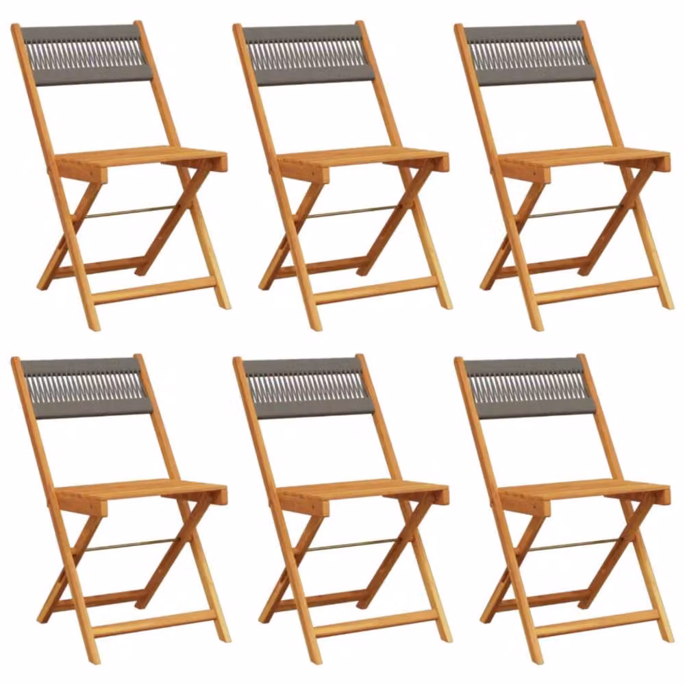 Berkfield Home Beautiful Set of 6 Grey Acacia Wood Folding Garden Chairs – 3