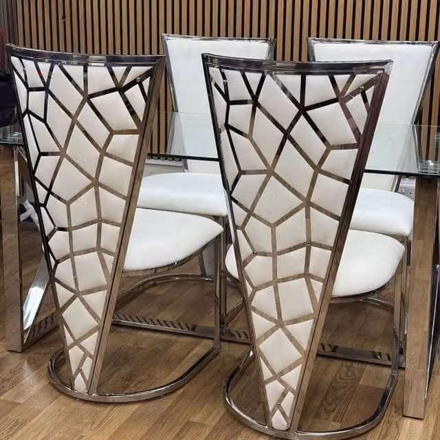 HOME LUXE INTERIOR Set of 2 Vienna Dining Chairs in Mink Cream and Silver – 1
