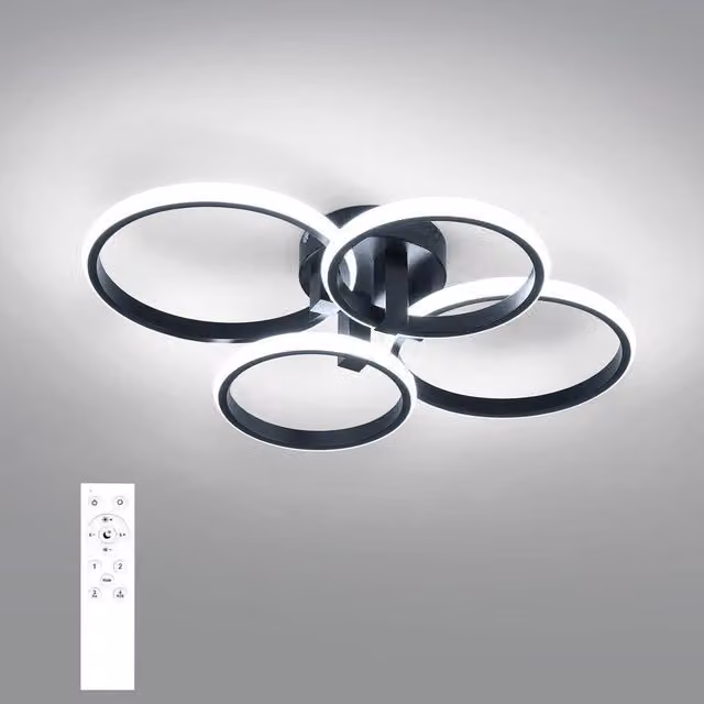 Goeco Round Dimmable LED Ceiling Light with Remote Control, Black – 1