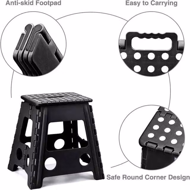 NESTLUNE Foldable Anti-Slip Step Stool in Black